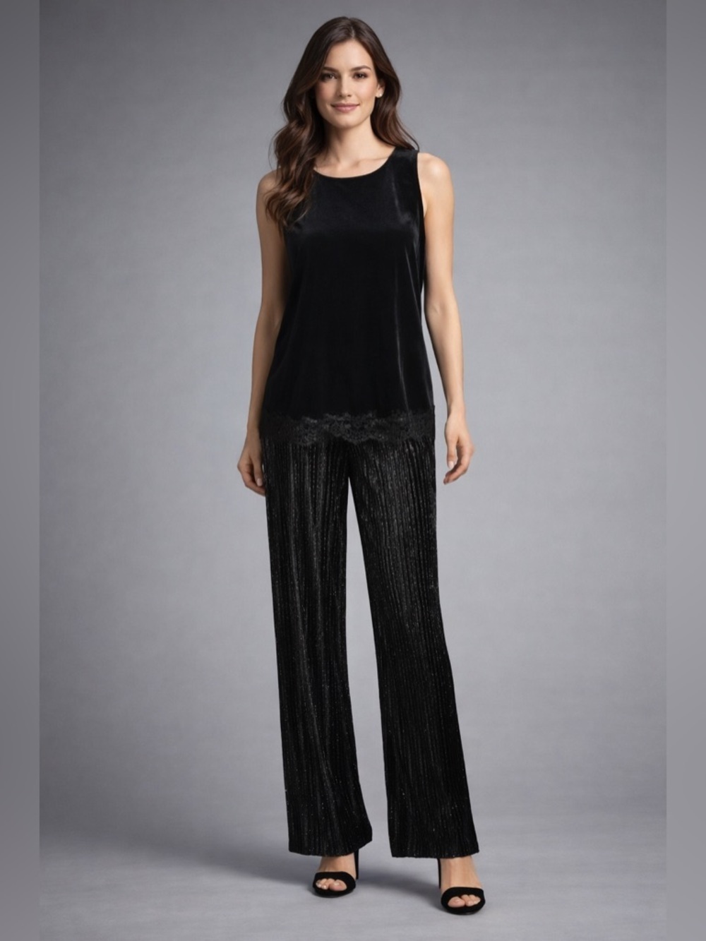 NWT House of Harlow SZ S black velvet pull on pants w/gold metallic pinstripes